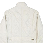 BARBOUR Womens White Outdoor Jacket UK 14 Polyester Blend Woven Plain Button