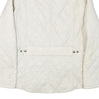 BARBOUR Womens White Outdoor Jacket UK 14 Polyester Blend Woven Plain Button