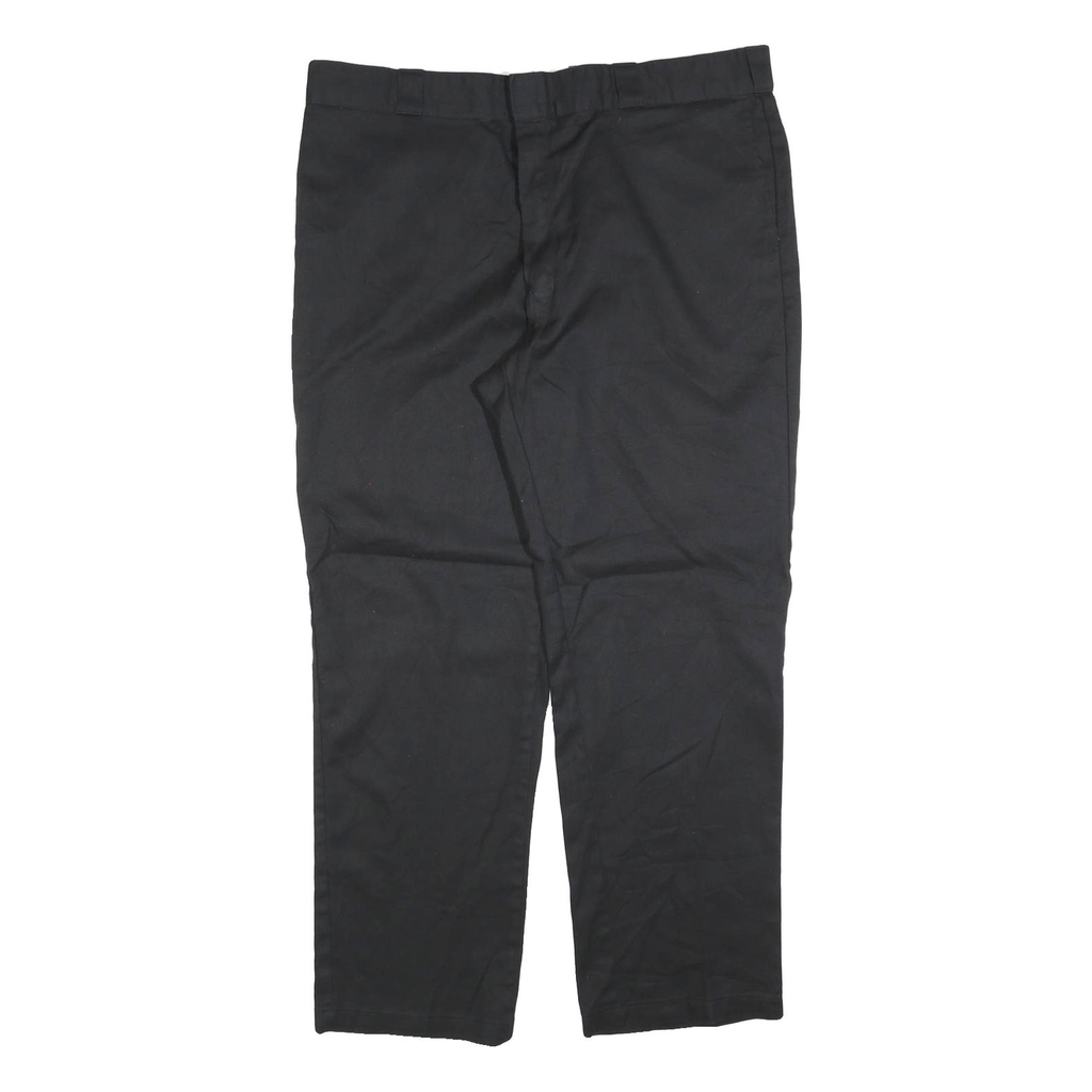 DICKIES Mens Cotton Blend Black Regular Straight Trousers W42 L32 Workwear Zip