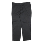 DICKIES Mens Cotton Blend Black Regular Straight Trousers W42 L32 Workwear Zip