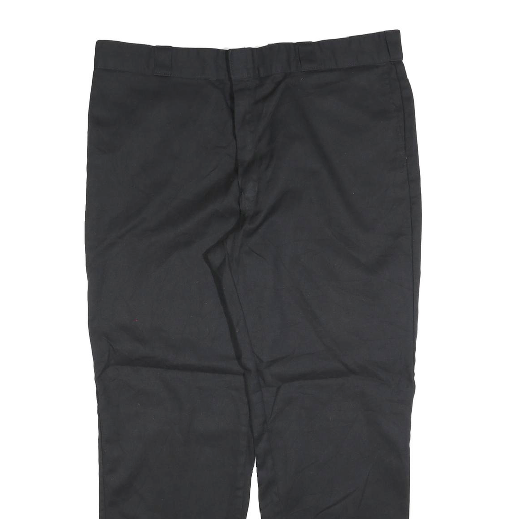 DICKIES Mens Cotton Blend Black Regular Straight Trousers W42 L32 Workwear Zip
