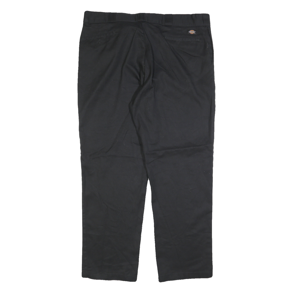 DICKIES Mens Cotton Blend Black Regular Straight Trousers W42 L32 Workwear Zip