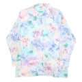 KORET Womens Pastel Blue & Pink Floral Shirt Long Sleeve Collared L Blouse