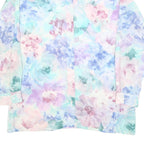 KORET Womens Pastel Blue & Pink Floral Shirt Long Sleeve Collared L Blouse