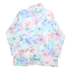 KORET Womens Pastel Blue & Pink Floral Shirt Long Sleeve Collared L Blouse