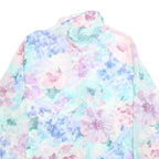 KORET Womens Pastel Blue & Pink Floral Shirt Long Sleeve Collared L Blouse