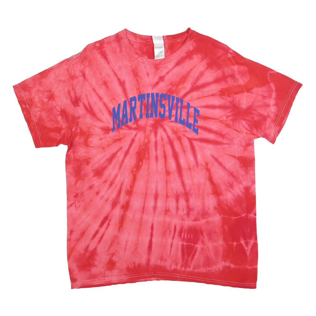 COLORTONE Womens Red Tie Dye Martinsville Graphic T-Shirt L Short Sleeve Crew