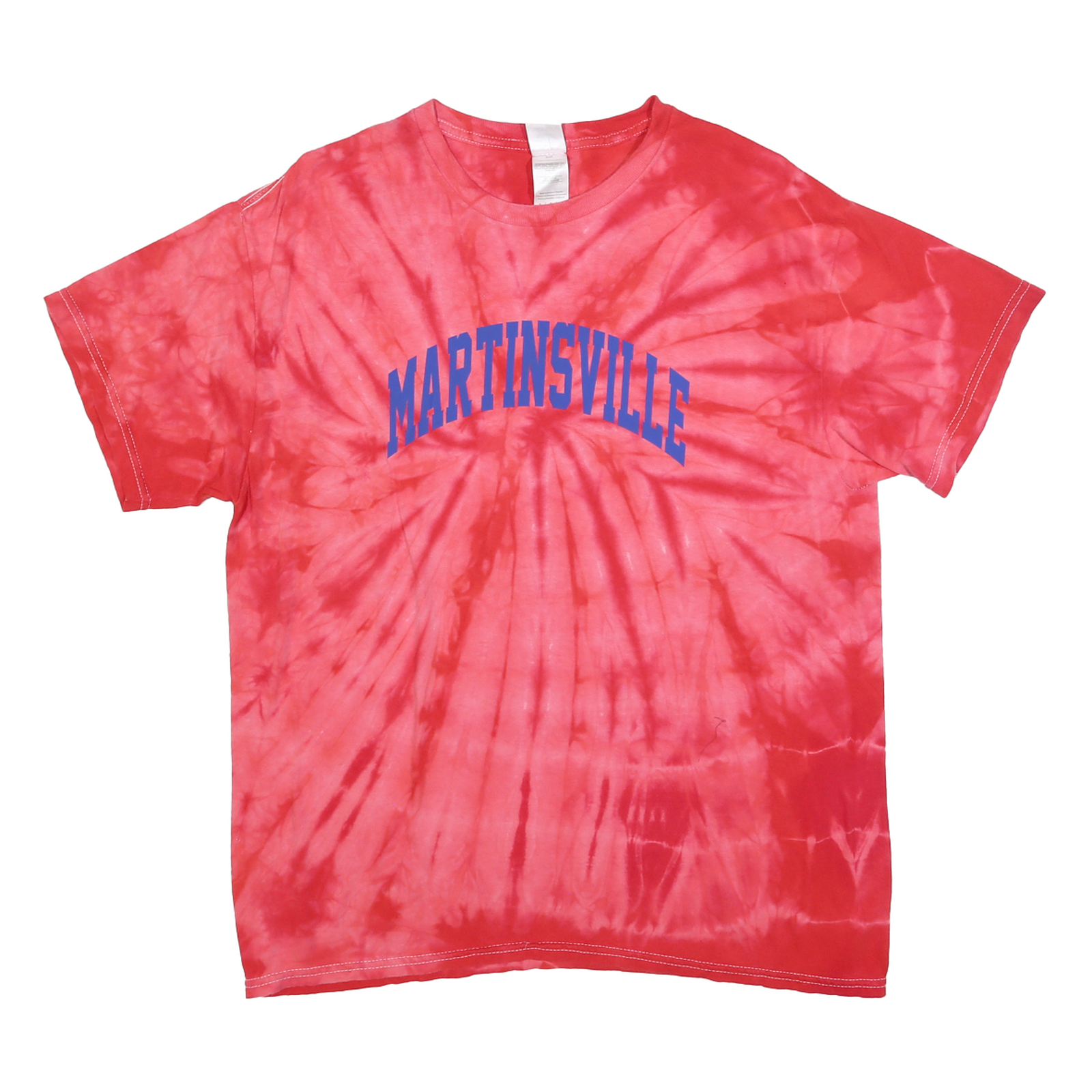 COLORTONE Womens Red Tie Dye Martinsville Graphic T-Shirt L Short Sleeve Crew