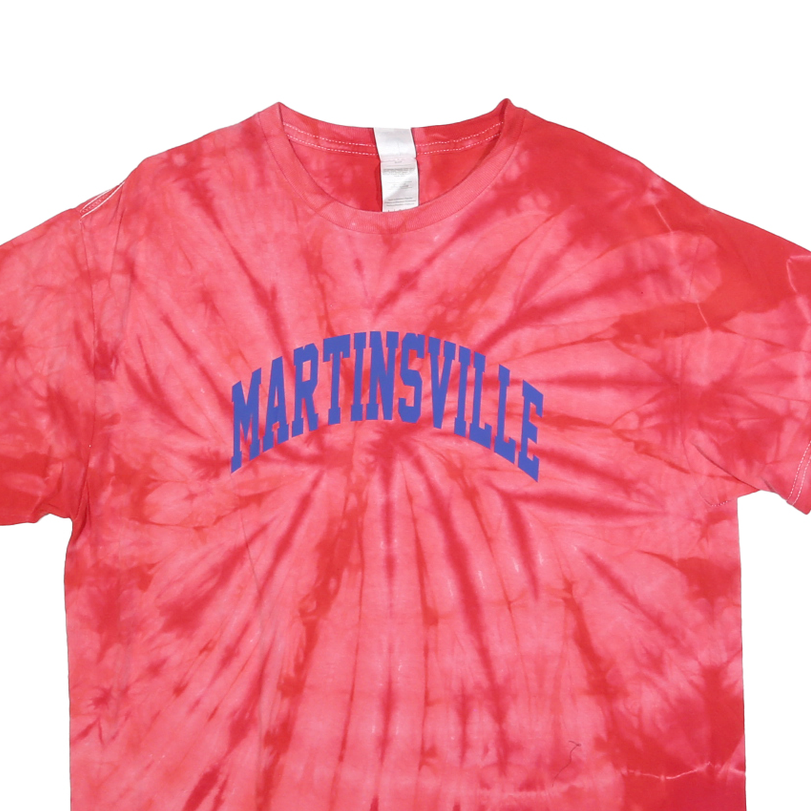 COLORTONE Womens Red Tie Dye Martinsville Graphic T-Shirt L Short Sleeve Crew