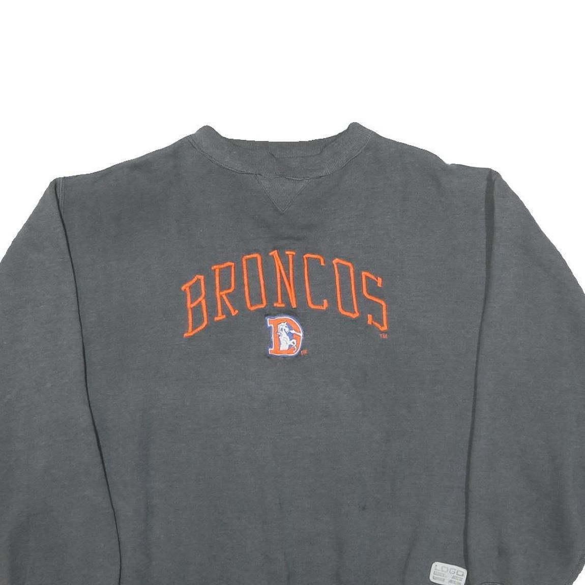 LOGO Mens Grey Broncos Crew Neck L Cotton Blend Pullover Sweatshirt