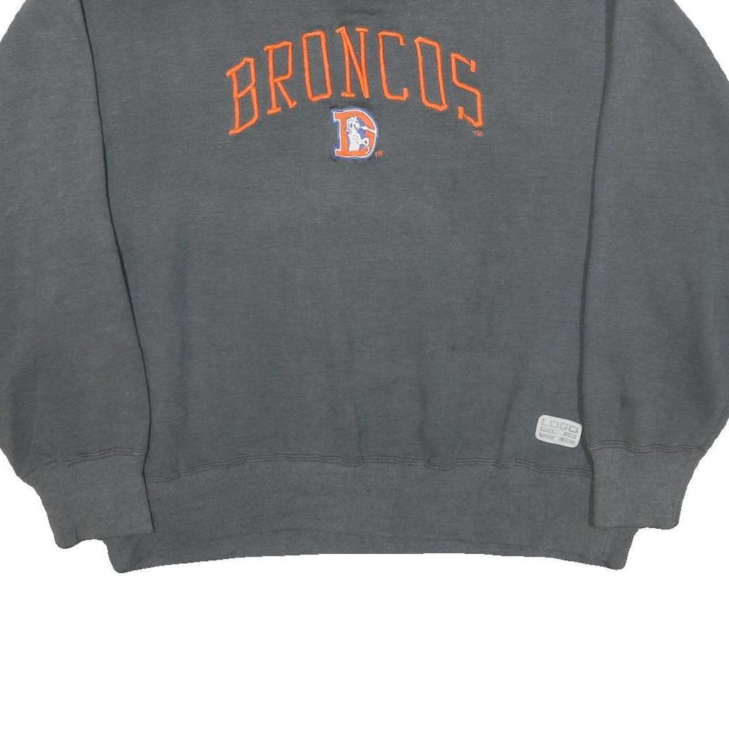 LOGO Mens Grey Broncos Crew Neck L Cotton Blend Pullover Sweatshirt