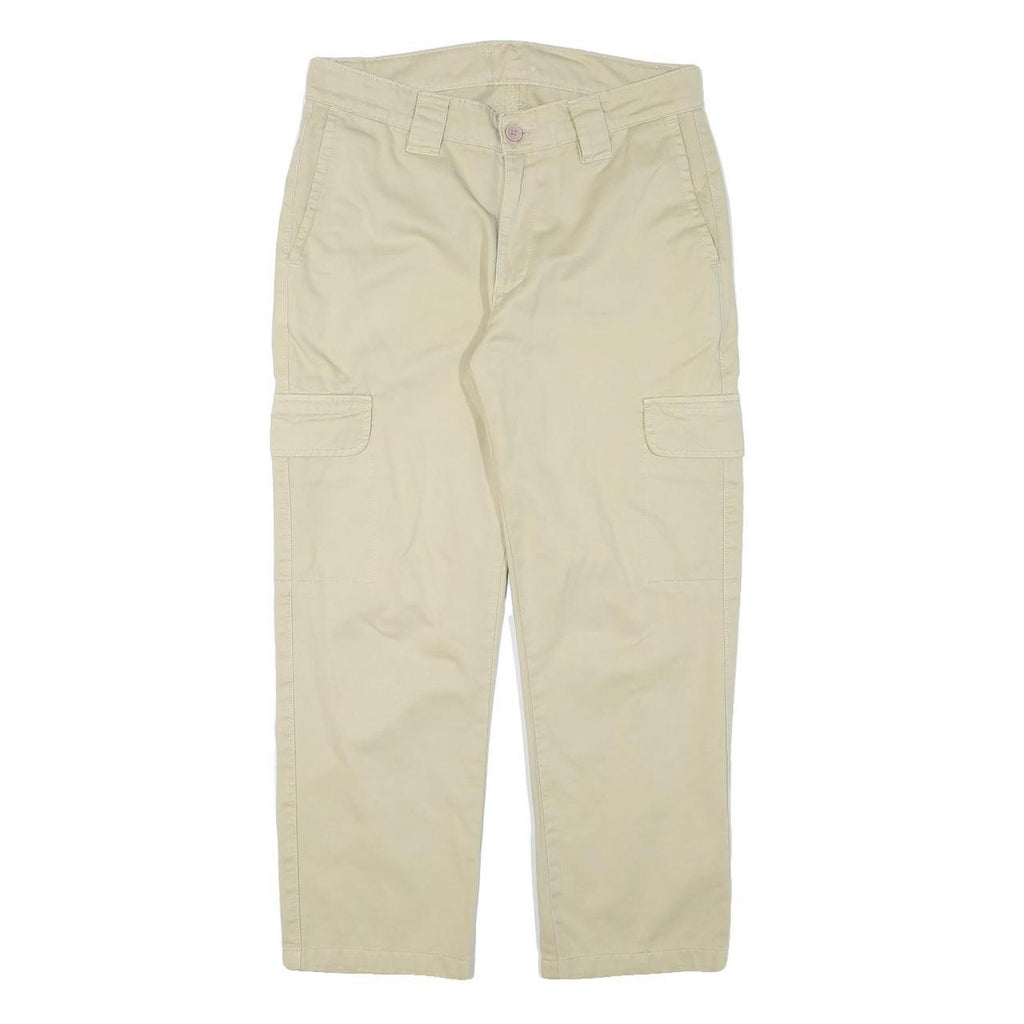 Mens Relaxed Beige Cotton Blend Cargo Trousers W31 L25 Casual Lightweight Zip