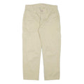 Mens Relaxed Beige Cotton Blend Cargo Trousers W31 L25 Casual Lightweight Zip