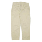 Mens Relaxed Beige Cotton Blend Cargo Trousers W31 L25 Casual Lightweight Zip