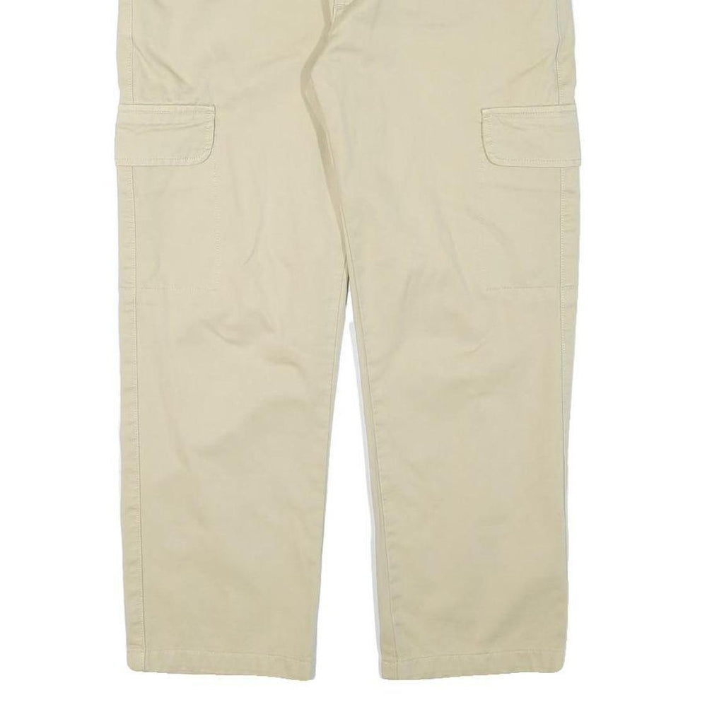 Mens Relaxed Beige Cotton Blend Cargo Trousers W31 L25 Casual Lightweight Zip