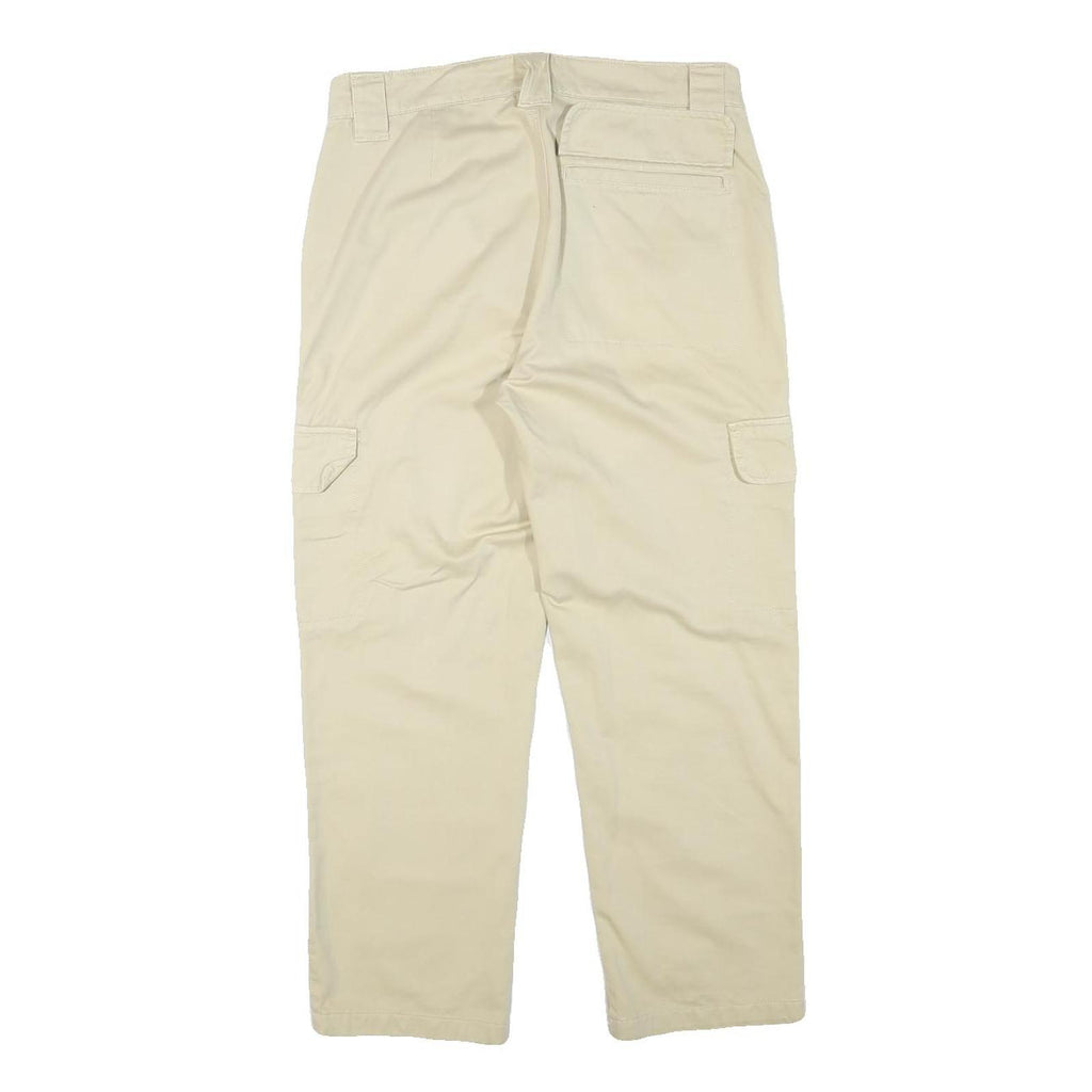 Mens Relaxed Beige Cotton Blend Cargo Trousers W31 L25 Casual Lightweight Zip