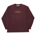 BEN DAVIS Mens Maroon Graphic Long Sleeve Crew Neck Cotton T-Shirt M Embroidered