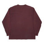 BEN DAVIS Mens Maroon Graphic Long Sleeve Crew Neck Cotton T-Shirt M Embroidered