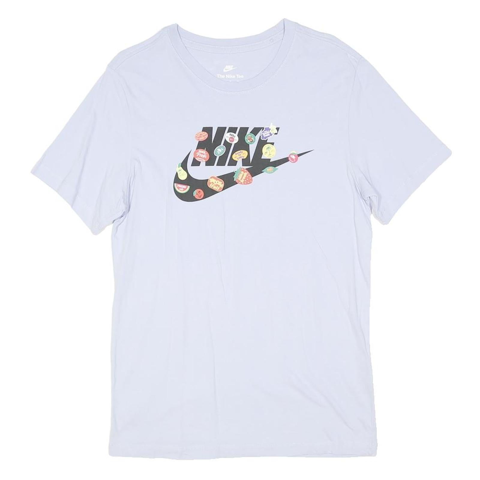 NIKE Mens White Graphic T-Shirt S Short Sleeve Crew Neck Cotton Blend Casual