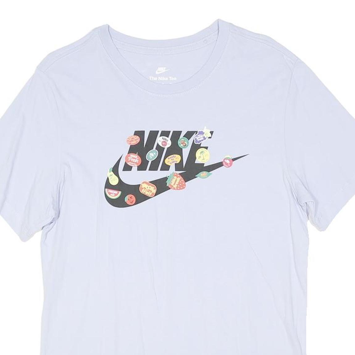 NIKE Mens White Graphic T-Shirt S Short Sleeve Crew Neck Cotton Blend Casual