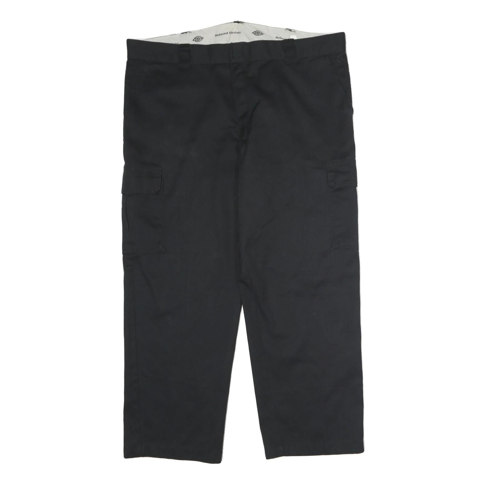 DICKIES Mens Black Cotton Relaxed Straight Trousers W44 L35 Cargo Workwear