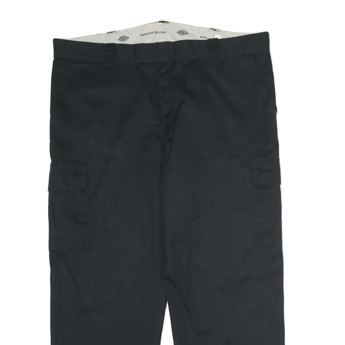 DICKIES Mens Black Cotton Relaxed Straight Trousers W44 L35 Cargo Workwear