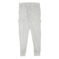 Womens Slim White Cargo Cotton Blend Trousers W31 L28 Zip Pockets Casual
