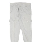 Womens Slim White Cargo Cotton Blend Trousers W31 L28 Zip Pockets Casual