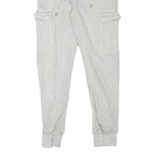 Womens Slim White Cargo Cotton Blend Trousers W31 L28 Zip Pockets Casual
