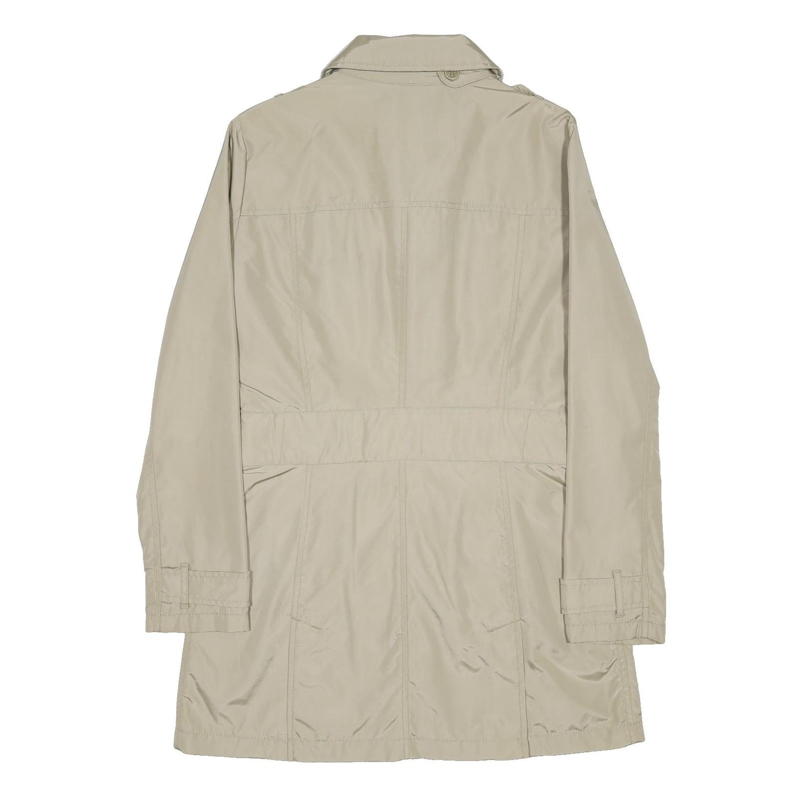 WOOLRICH Womens Beige Lightweight Belted Trench Coat S Nylon Plain Zip Classic