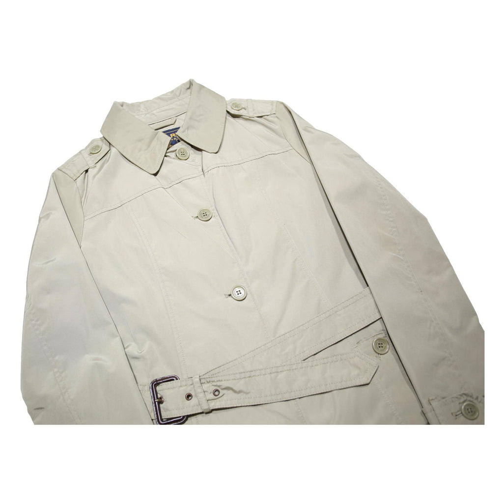 WOOLRICH Womens Beige Lightweight Belted Trench Coat S Nylon Plain Zip Classic