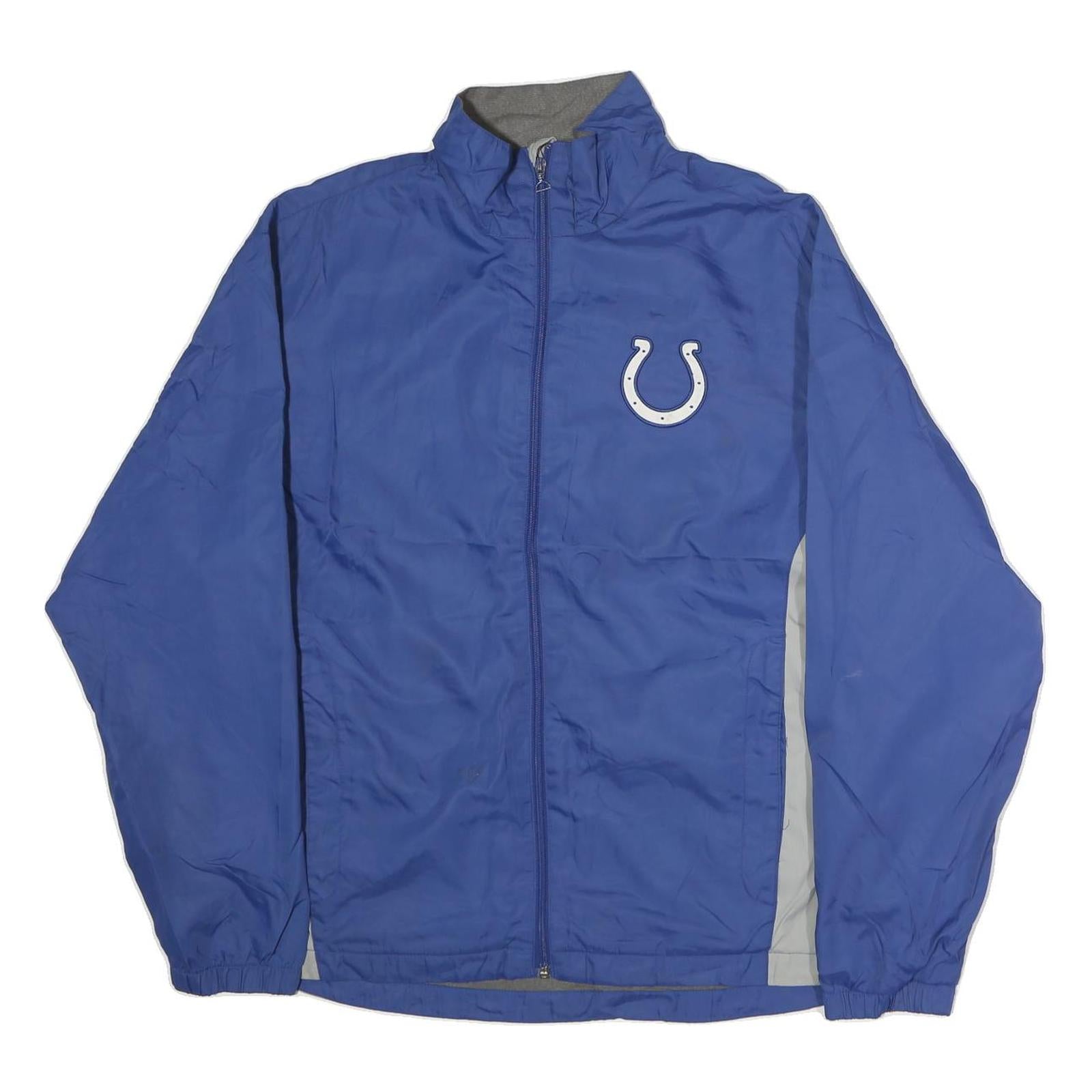 NFL Mens Blue White Cotton Zip Jacket L Track Sportswear Casual Lightweight