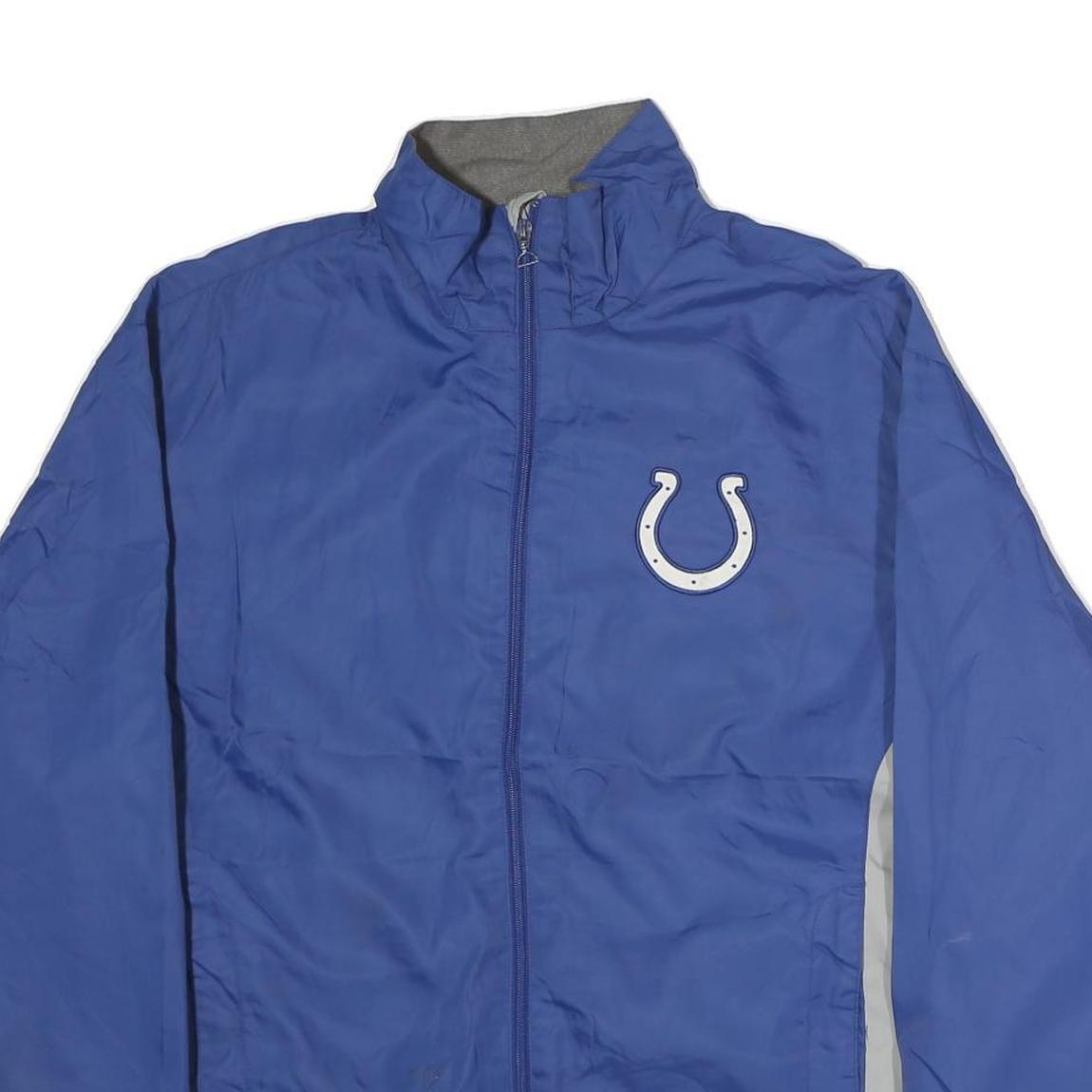 NFL Mens Blue White Cotton Zip Jacket L Track Sportswear Casual Lightweight