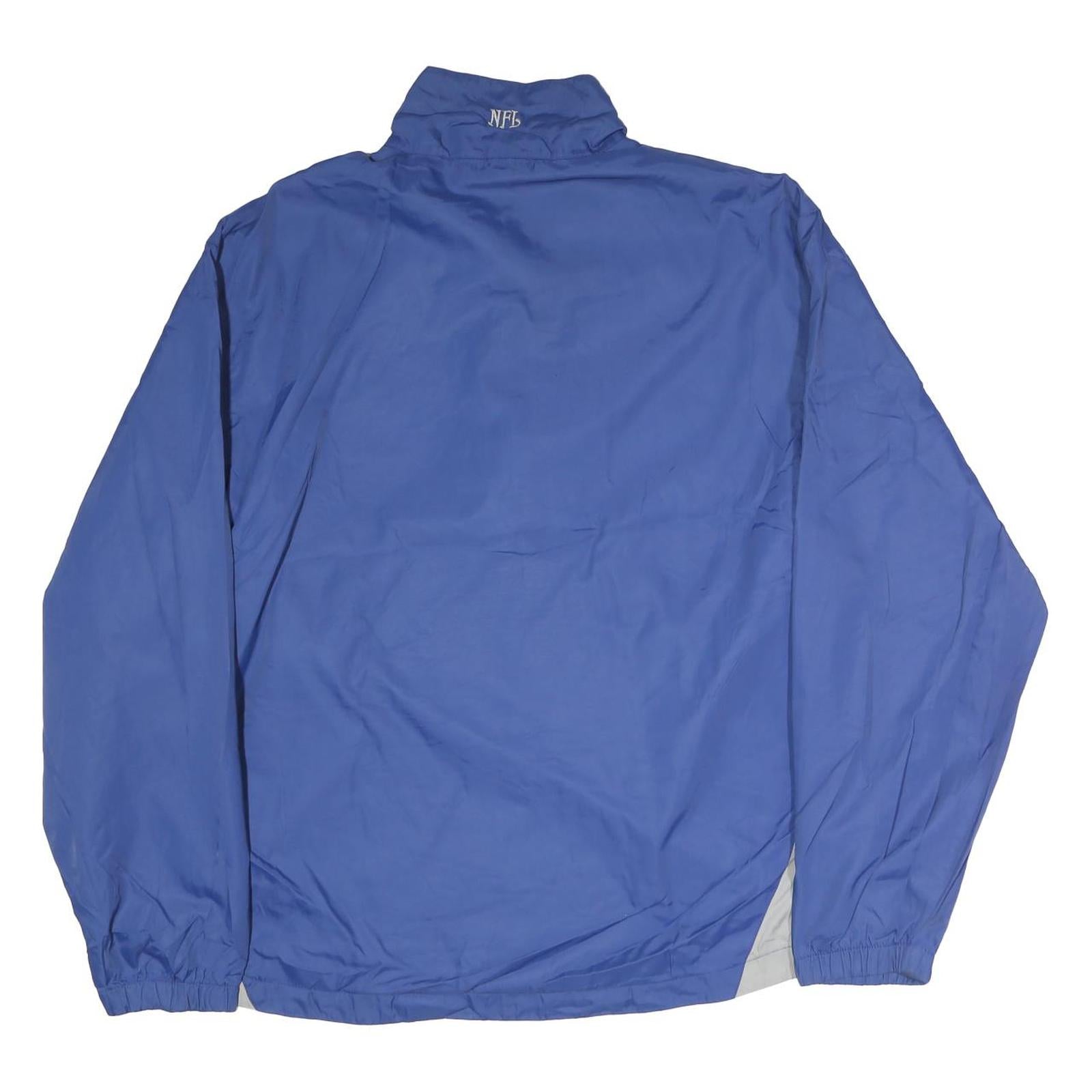 NFL Mens Blue White Cotton Zip Jacket L Track Sportswear Casual Lightweight