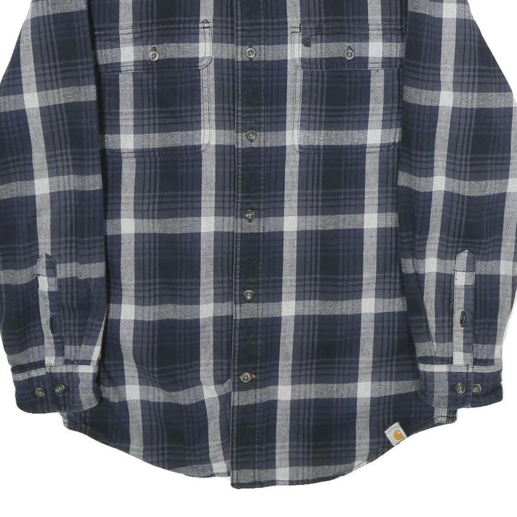 CARHARTT Mens Blue & Grey Check Shirt S Cotton Casual Workwear Comfortable