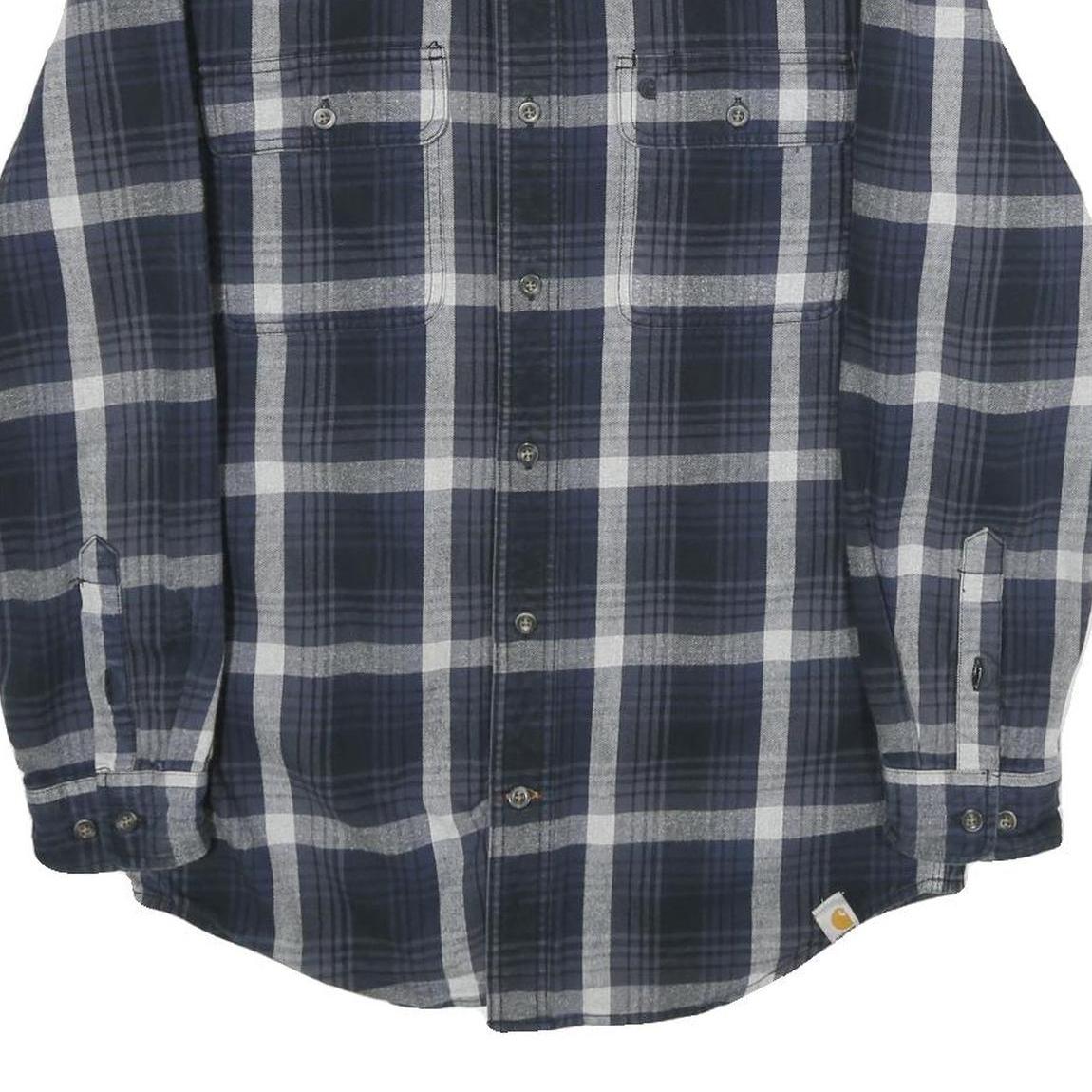CARHARTT Mens Blue & Grey Check Shirt S Cotton Casual Workwear Comfortable