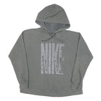NIKE Womens Grey Hoodie L Cotton Pullover Casual Sports Sweatshirt