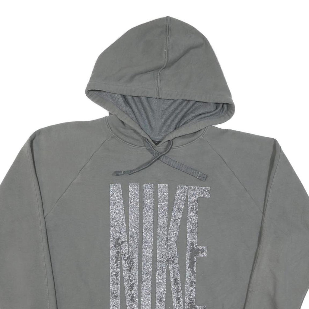 NIKE Womens Grey Hoodie L Cotton Pullover Casual Sports Sweatshirt