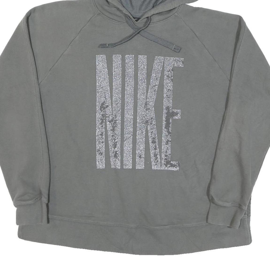 NIKE Womens Grey Hoodie L Cotton Pullover Casual Sports Sweatshirt