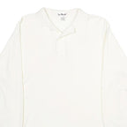 LA MODE Mens White Long Sleeve Plain XL Cotton Polo Shirt Casual Basic