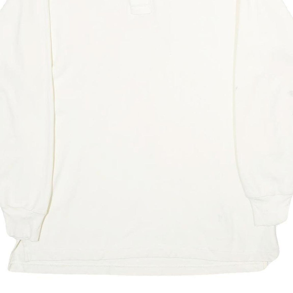 LA MODE Mens White Long Sleeve Plain XL Cotton Polo Shirt Casual Basic