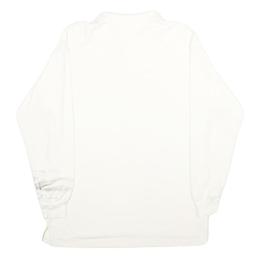 LA MODE Mens White Long Sleeve Plain XL Cotton Polo Shirt Casual Basic