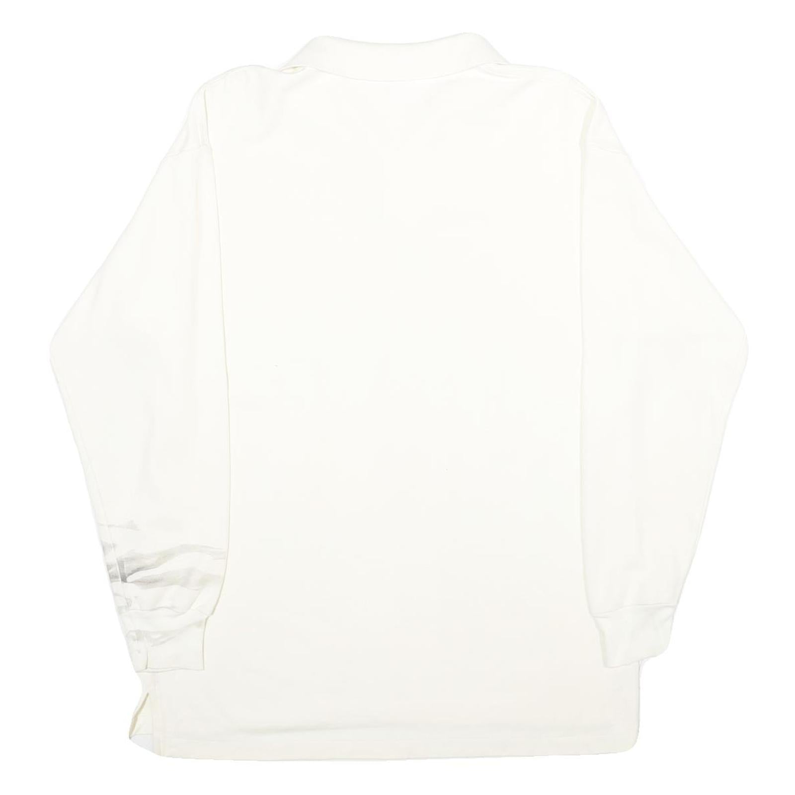 LA MODE Mens White Long Sleeve Plain XL Cotton Polo Shirt Casual Basic