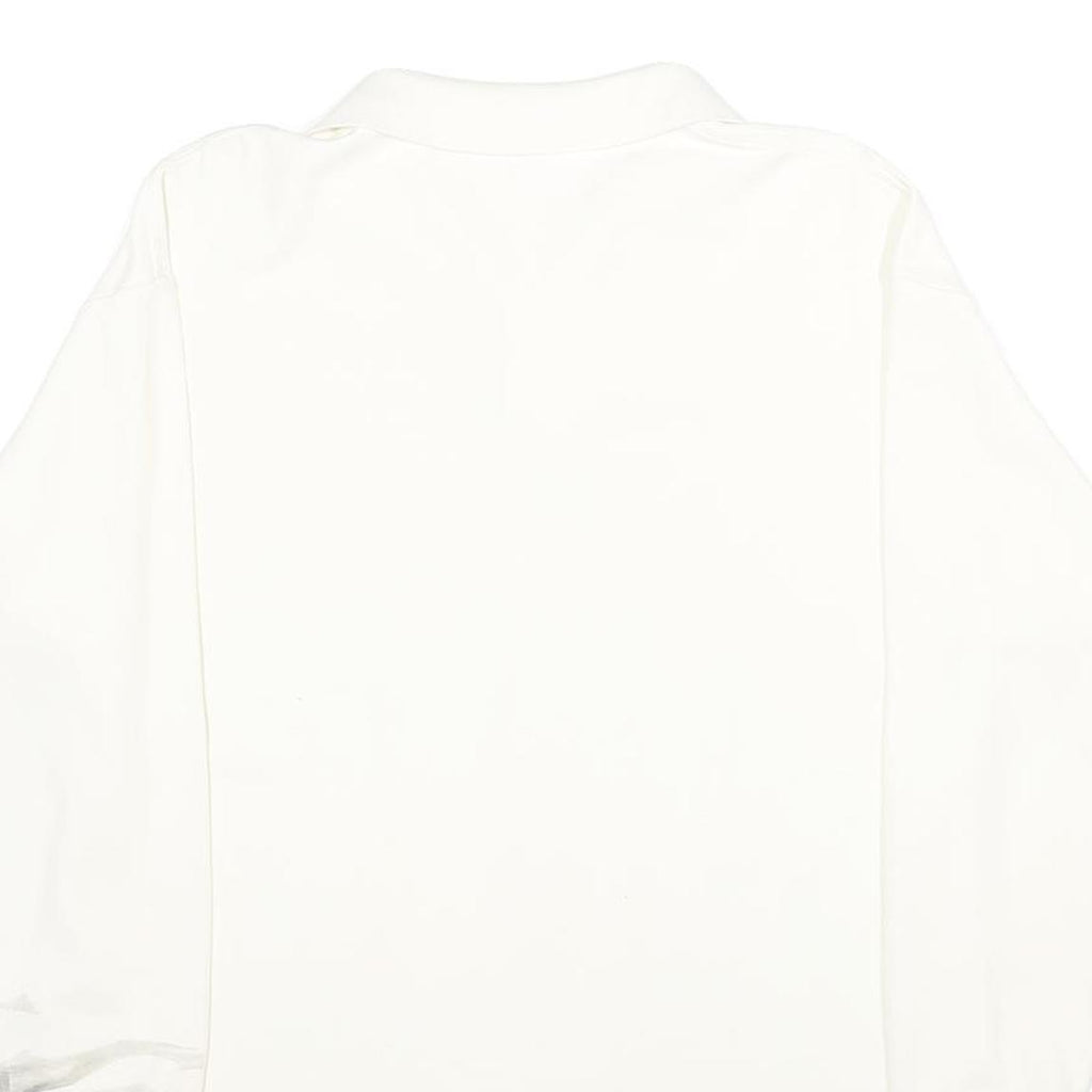 LA MODE Mens White Long Sleeve Plain XL Cotton Polo Shirt Casual Basic