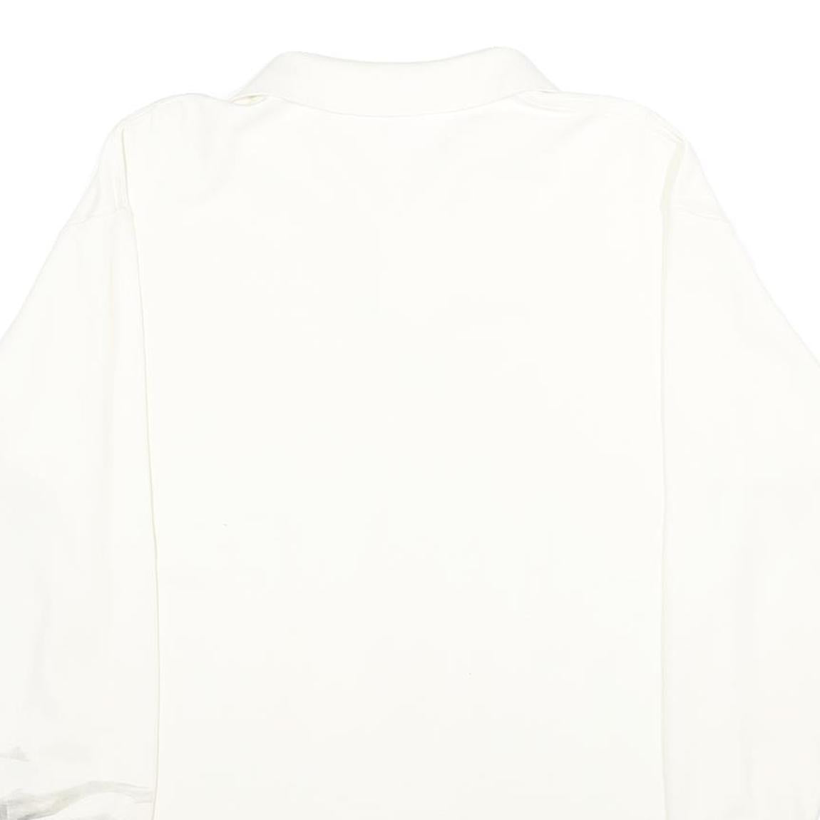 LA MODE Mens White Long Sleeve Plain XL Cotton Polo Shirt Casual Basic