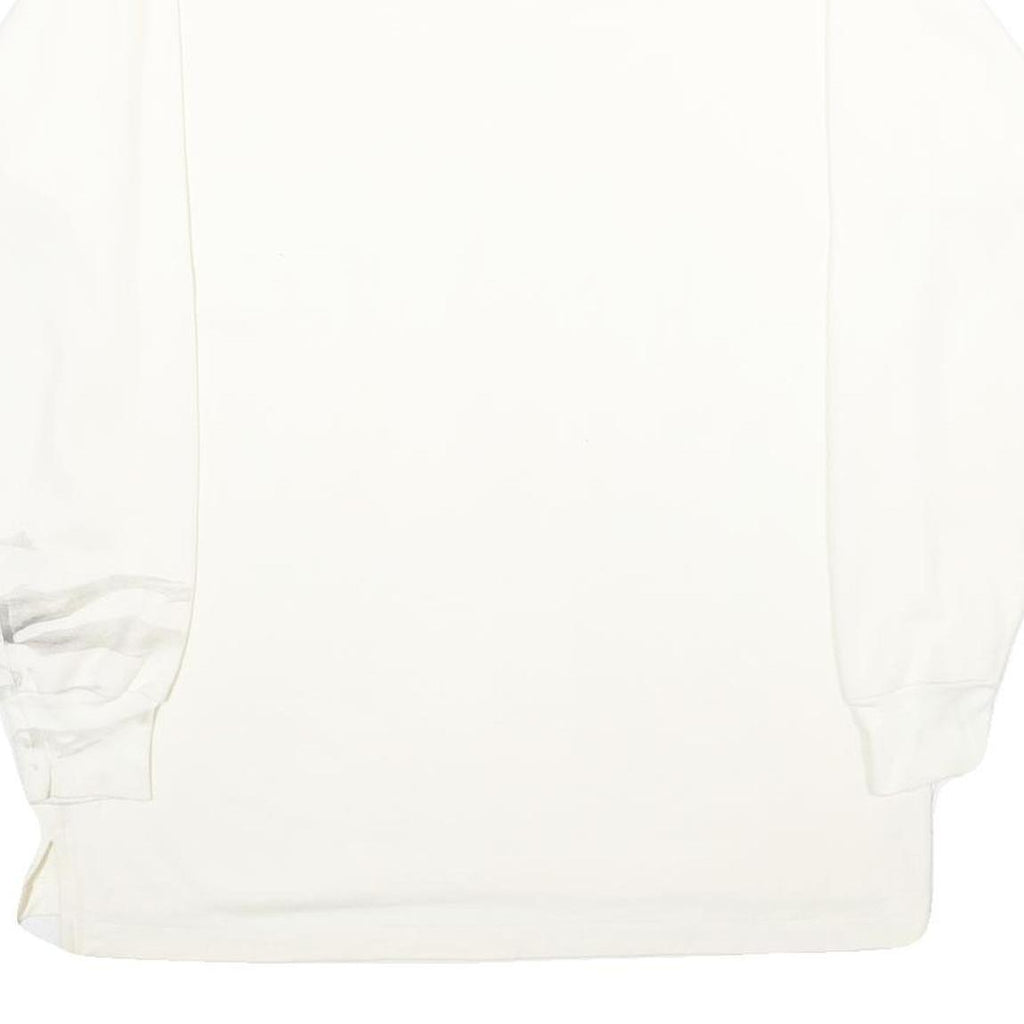 LA MODE Mens White Long Sleeve Plain XL Cotton Polo Shirt Casual Basic