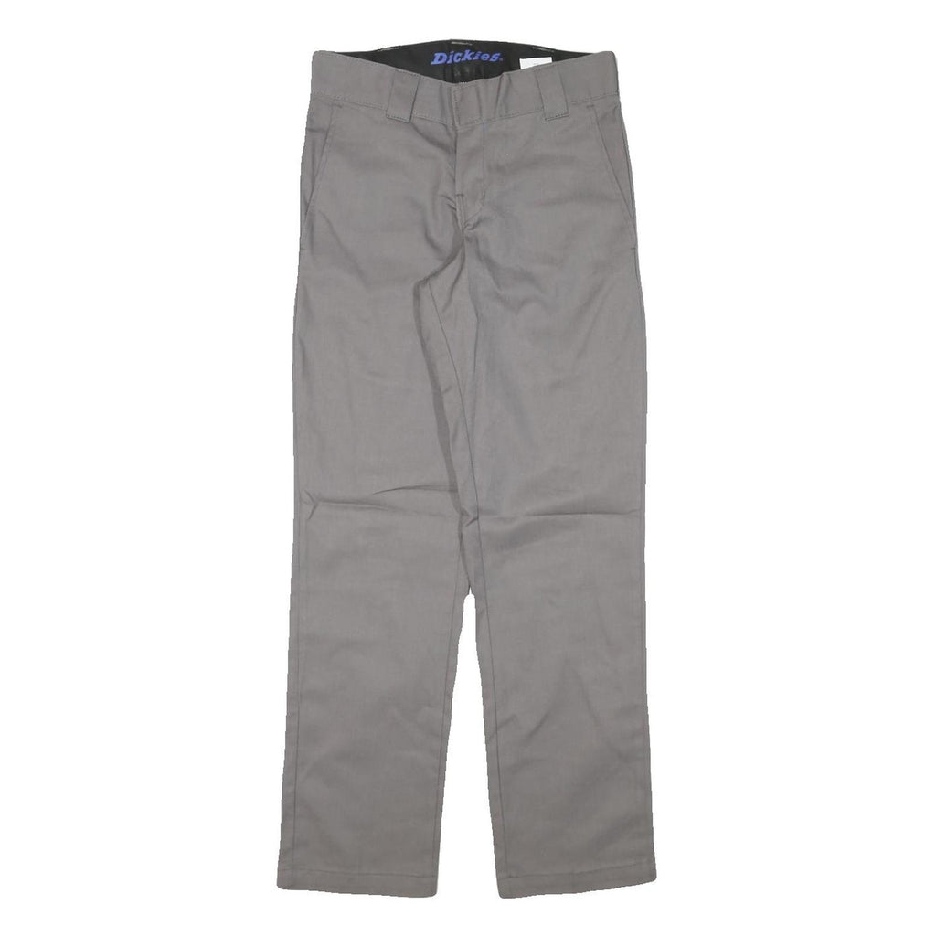 DICKIES Mens Cotton Blend Grey Regular Straight Trousers W28 L30 Workwear Zip