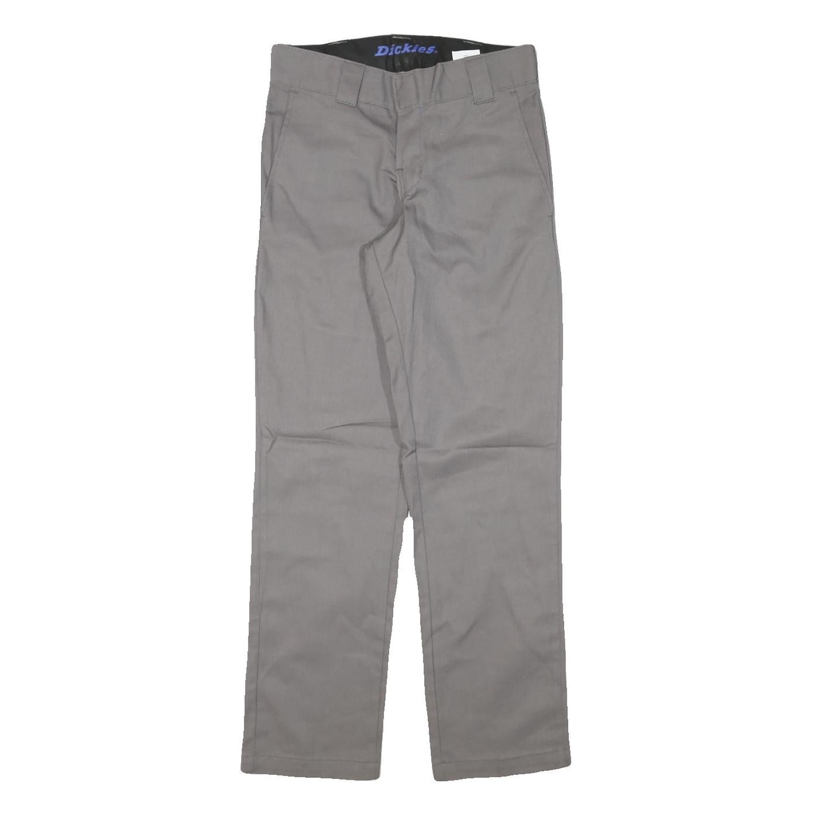 DICKIES Mens Cotton Blend Grey Regular Straight Trousers W28 L30 Workwear Zip