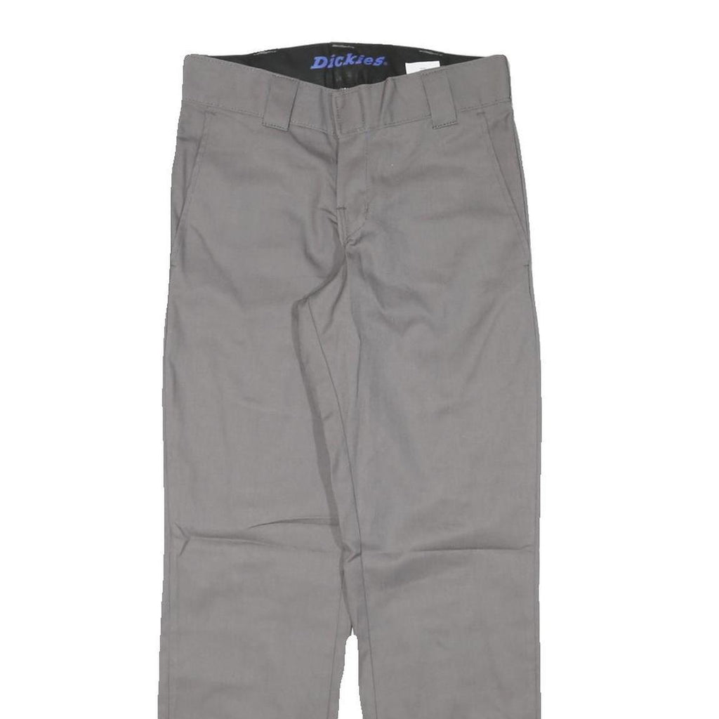 DICKIES Mens Cotton Blend Grey Regular Straight Trousers W28 L30 Workwear Zip