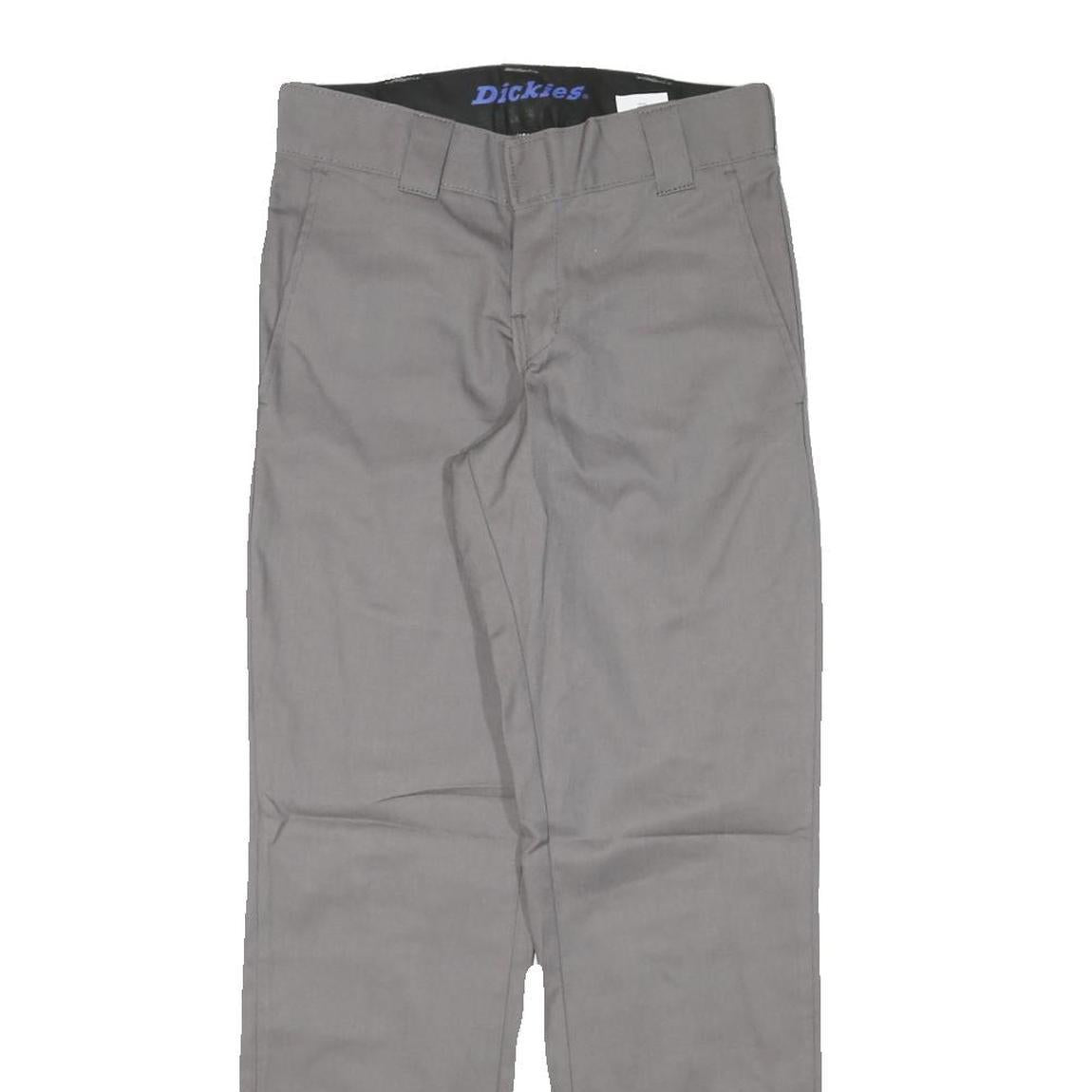 DICKIES Mens Cotton Blend Grey Regular Straight Trousers W28 L30 Workwear Zip